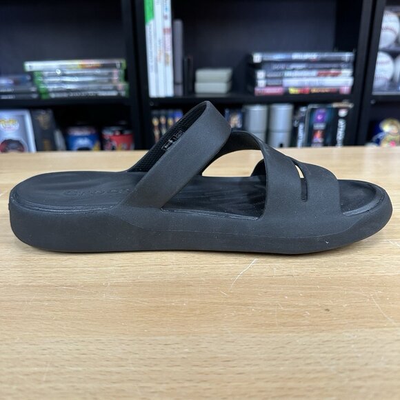 Crocs Getaway Strappy Slip-On Sandals Women's Size 7 Black Slides EUC - Picture 4 of 5